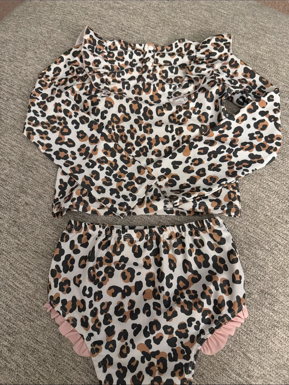 Mud Pie Leopard Print Kids Swim Set - White, Brown & Black